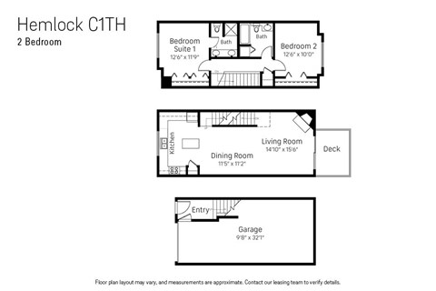 Floor plan for 2 beds, 2 baths, 1190 sqft